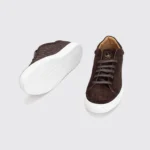 Johnston & Murphy Sneakers Size 11 Dark Brown Croc Embossed Suede Made in Italy - Image 5