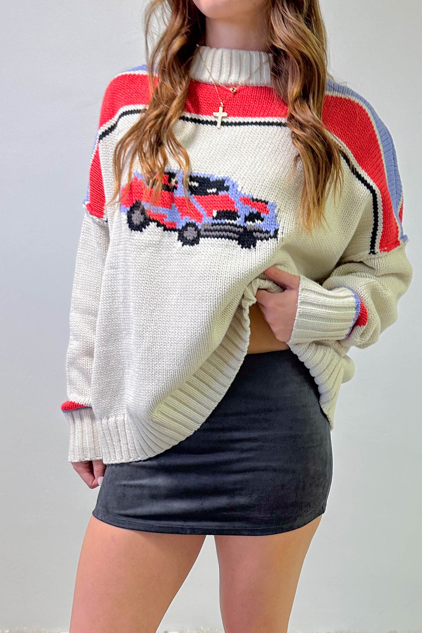 lr2mht2jk42bbsrpiluy.jpg Retro Car Graphic Sweater - Image 1