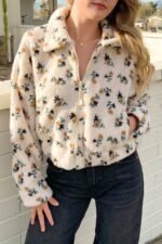 Floral Sherpa Zip Up