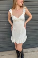 Stretch Linen Square Neck Mini Dress - Image 10